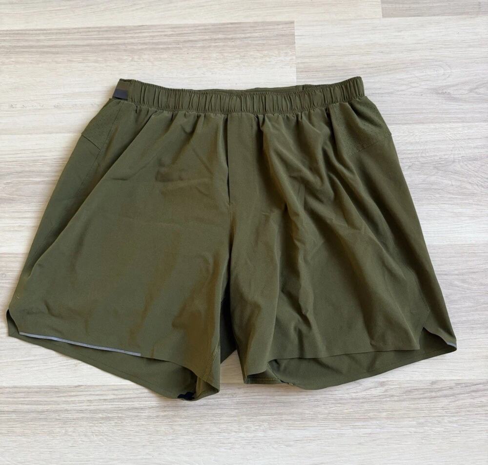 Lululemon Surge Lined Shorts 6" Mid Rise Athletic Men’s Size Medium Olive Green